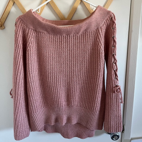 Dusty Pink/Blush Off The Shoulder Sweater - Picture 1 of 6